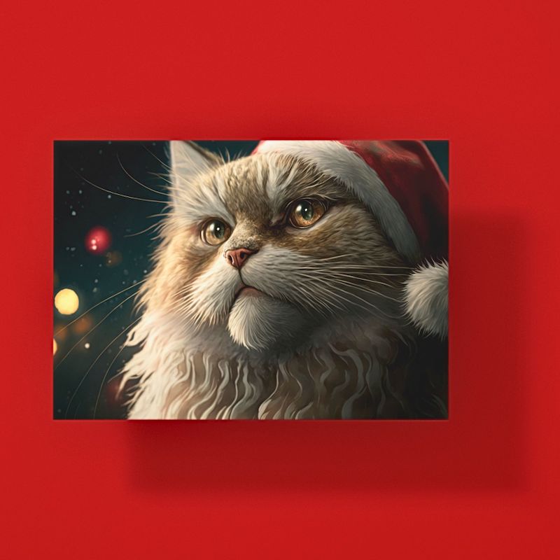 Santa Paws Cat Christmas Card