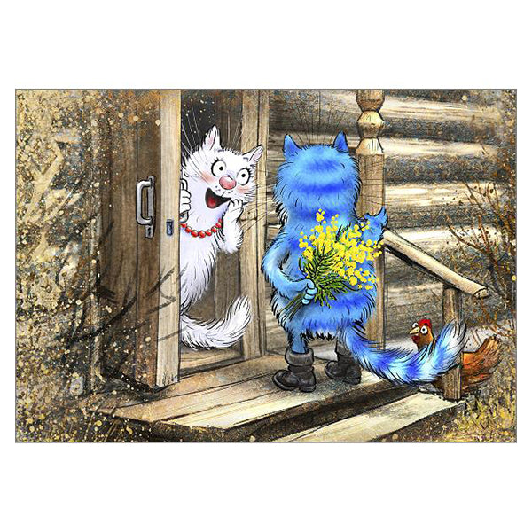 'Thanks a Bunch' 'Ships' and 'Summer Dream' Funny Cat Greeting Cards by Rina Zeniuk Set