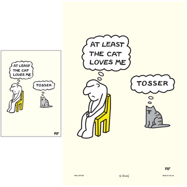 Rupert Fawcett At Least the Cat Loves Me Tea Towel And Matching Card - Gift Set