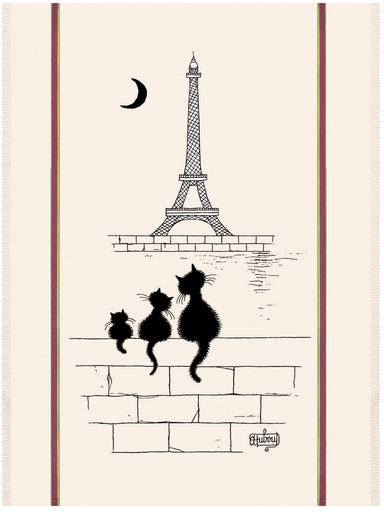 Chats Tour Eiffel Dubout Cats Tea Towel