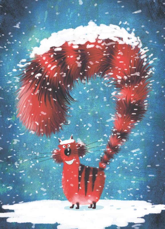 'Red Cabana' Cat Christmas Card