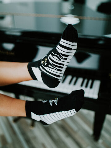 Piano Black & White Low Odd Socks