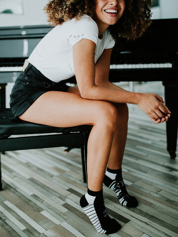 Piano Black & White Low Odd Socks