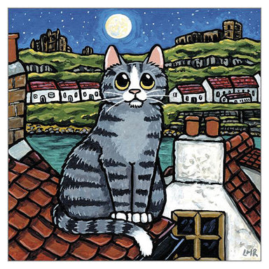 'Night on the Tiles' Cat Greeting Card by Lisa Marie Robinson