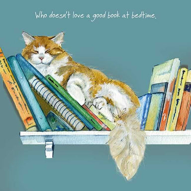 Ginger Cat Greeting Card 'Book at Bedtime' Ginger Cat Greeting Card by Anna Danielle