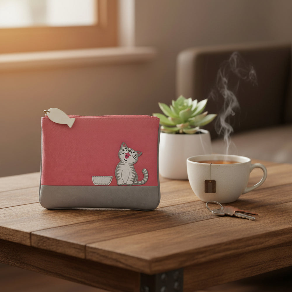 Mala Leather Small Pink Ziggy Cat Coin Purse