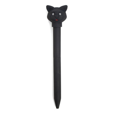 Black Cat Rubber Coated Light Up and Sound LED Pen