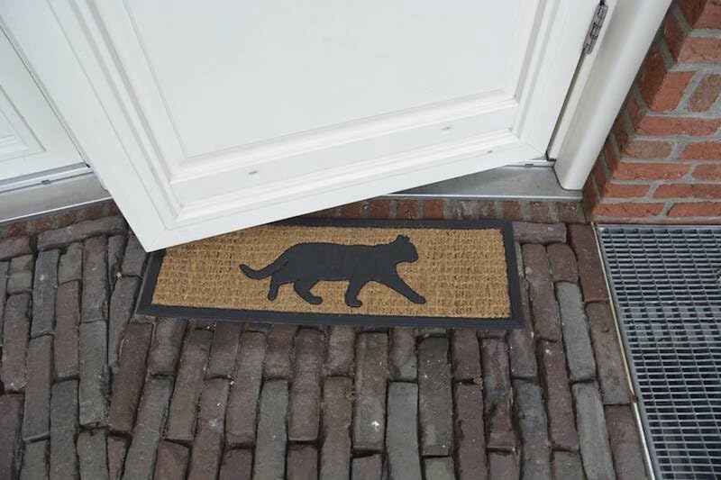 Silhoutte Black Cat Coir and Rubber Door Runner Mat