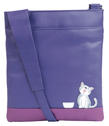 Mala Leather Ziggy Cat Cross Body Bag Purple