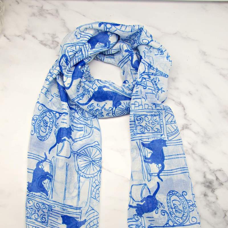 Cafe Cats Blue Lap Tray and Matching Scarf by Fabulous Felines