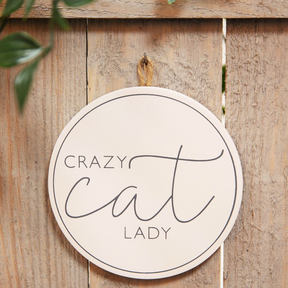 Crazy Cat Lady Hanging Cat Plaque and Keyring - Gift Set