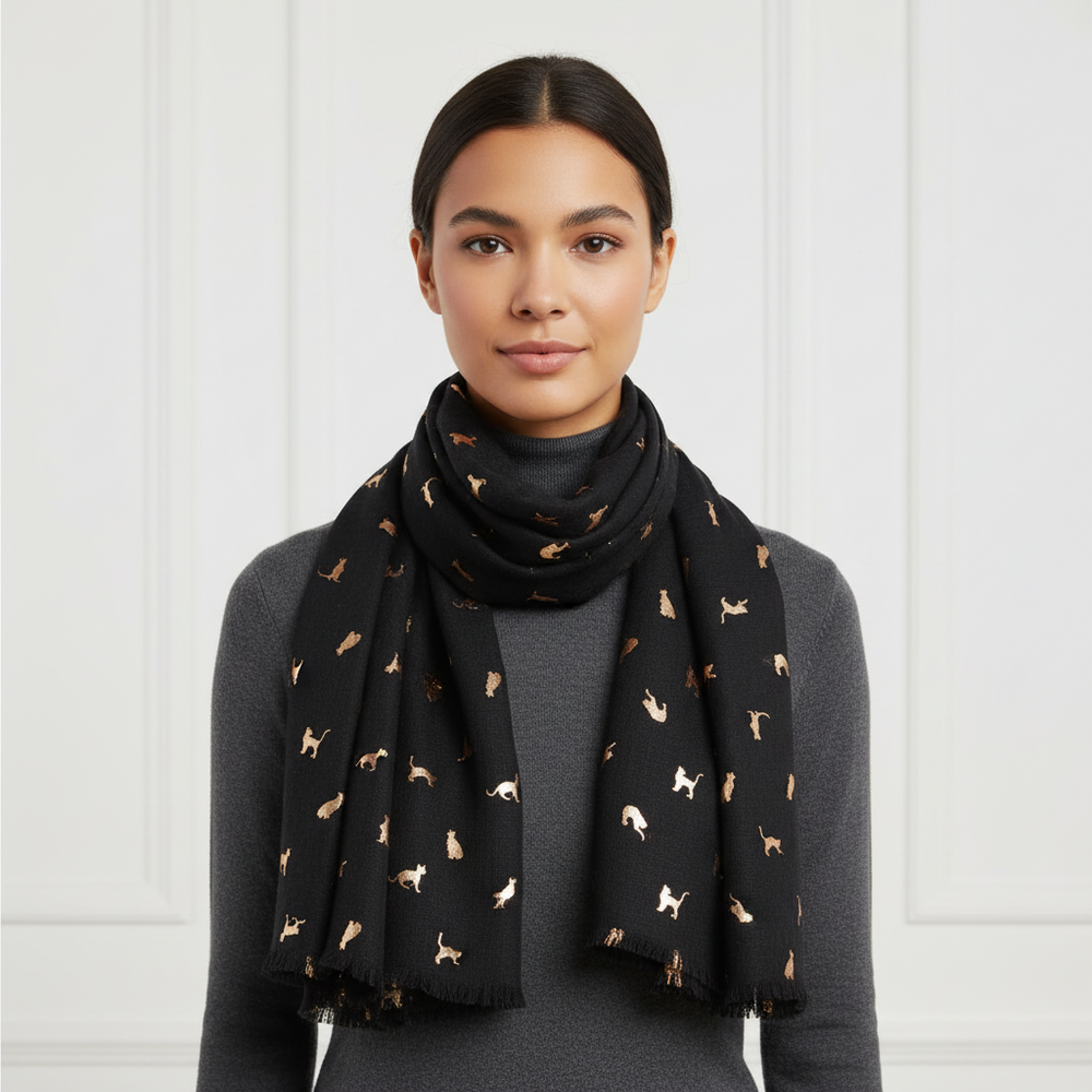 Multicolour and Black Biccari Cat Foil Scarfs - Gift Set