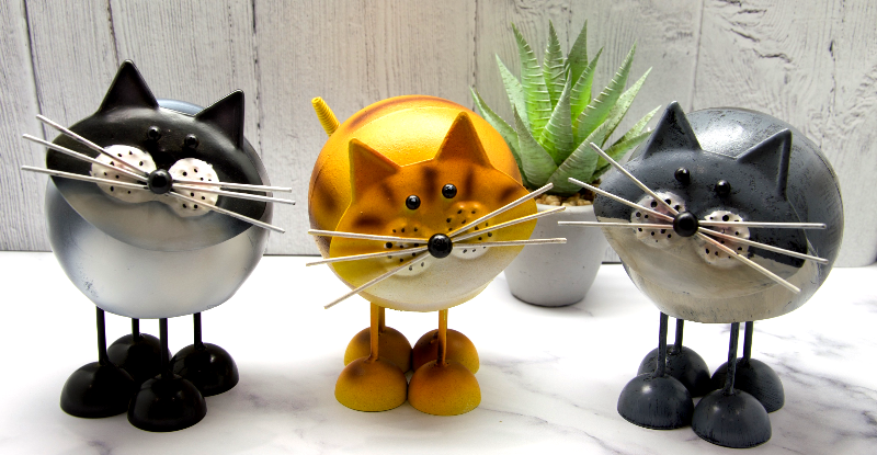 Set of 3, Grey, Black and Ginger Fun Bobbin' Cats Gift Set