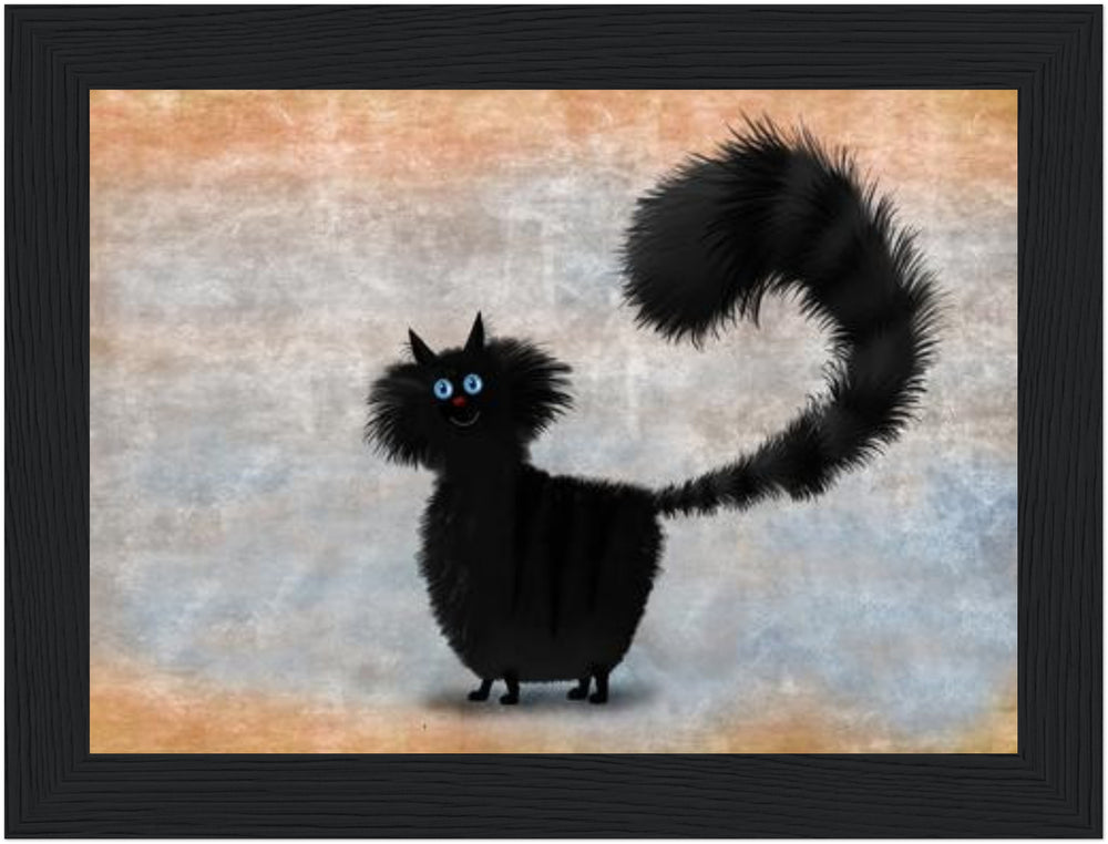 Bourbon - Black Cat Framed Picture Print