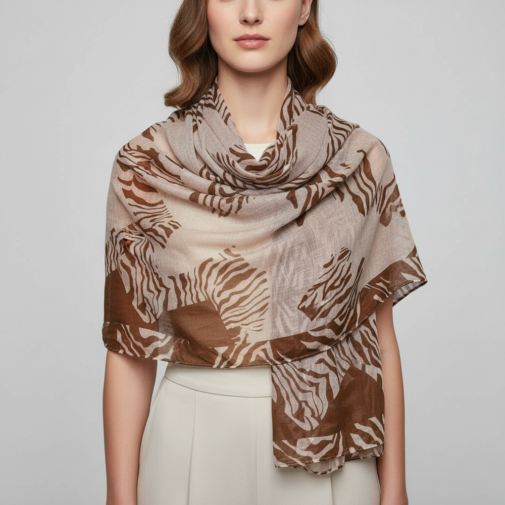 Brown and Grey Zigzags Scarf