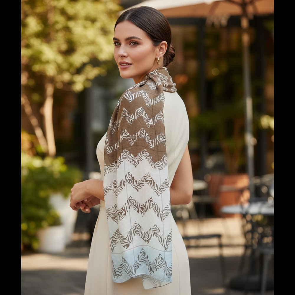 Brown and Grey Zigzags Scarf