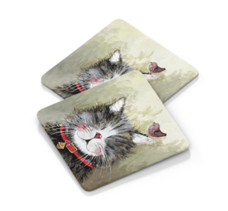 Set of 2 Klaus Cat Coasters