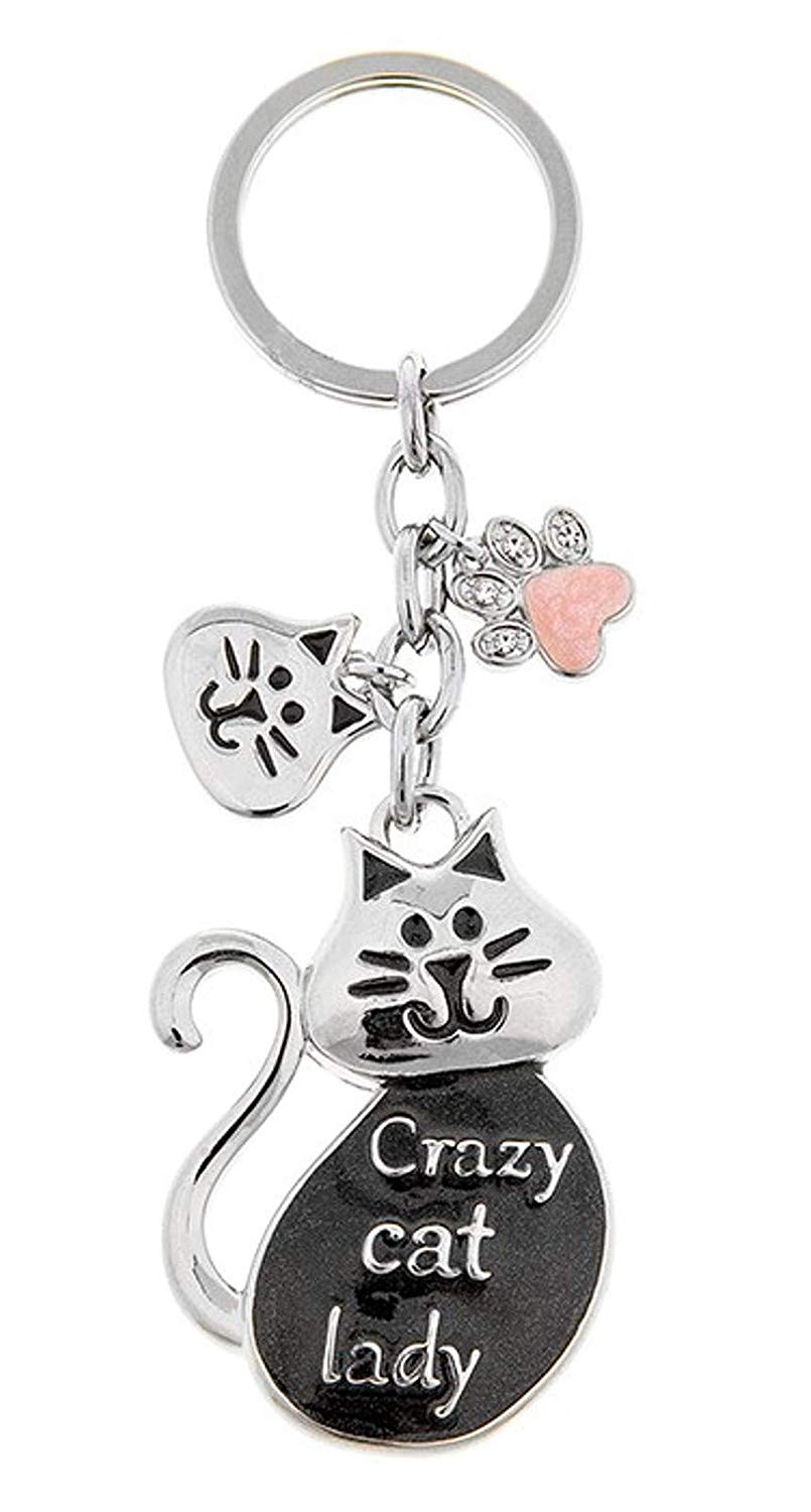 Crazy Cat Lady Hanging Cat Plaque and Keyring - Gift Set