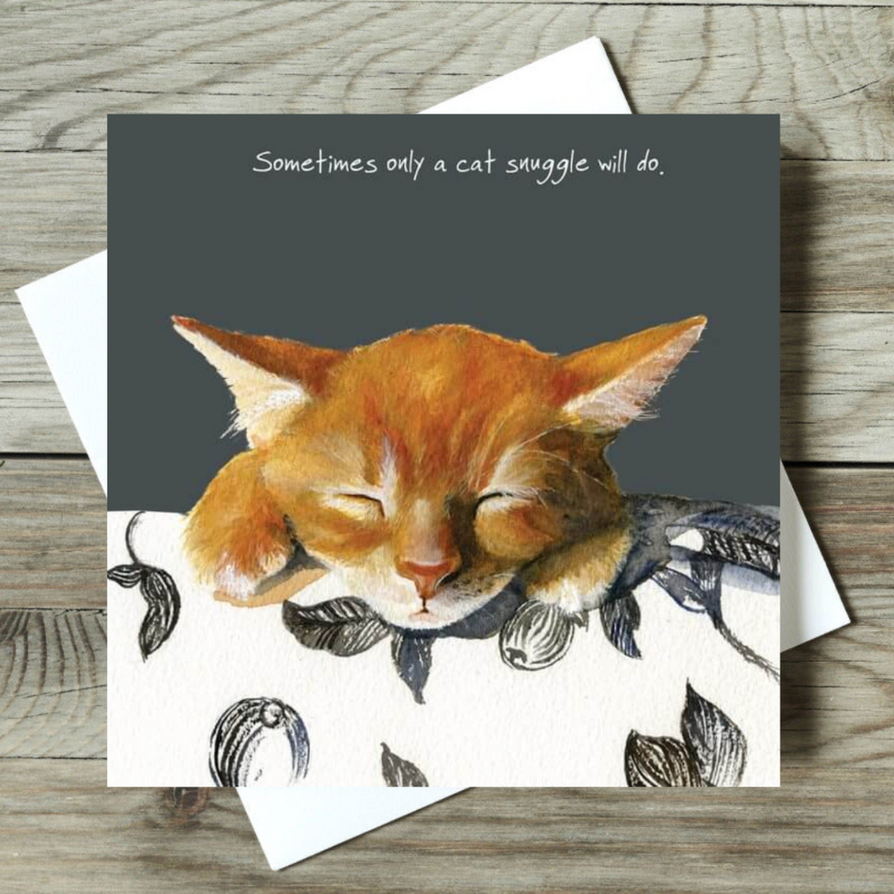 'Snuggle' Ginger Cat Greeting Card by Anna Danielle