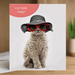 Cat wearing a large hat and sunglasses with 'Cat Walk ready!' text on a white background