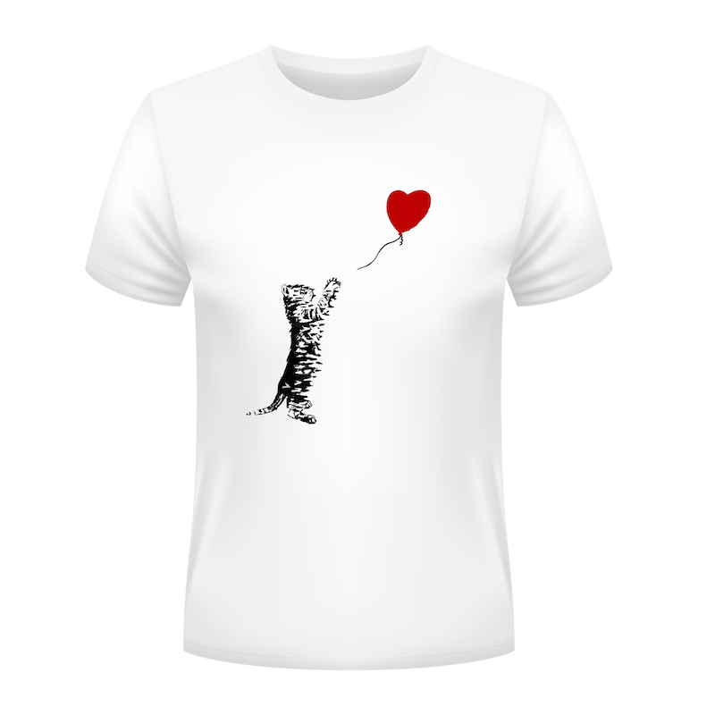 Cat With Balloon Banksy Inspired Unisex T-shirt
