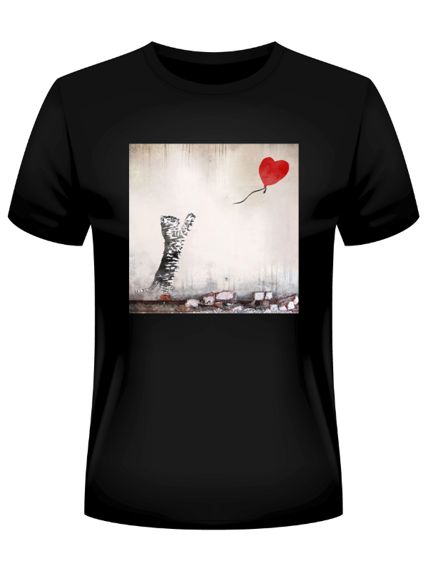Cat with Balloon 2, Banksy Inspired Ladies T-Shirt