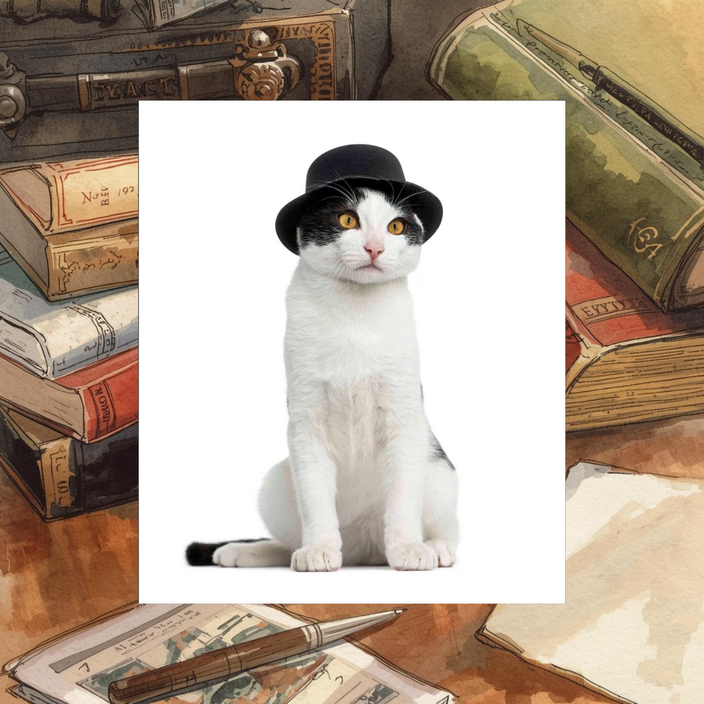 Cat in a Bowler Hat Greeting Card