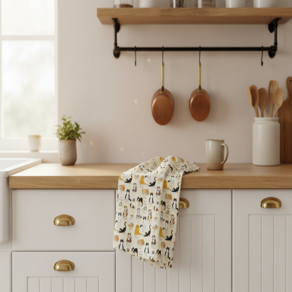 When the Cat's Away Cotton Tea Towel