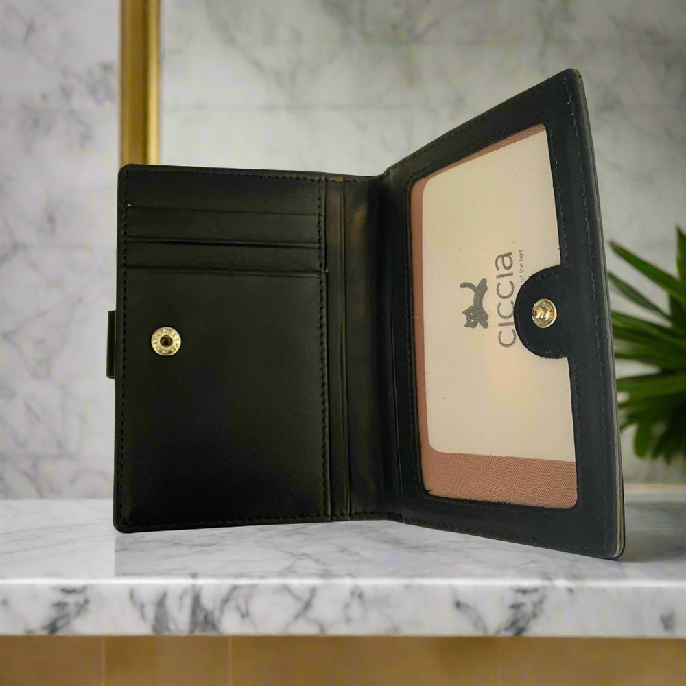 Ciccia Catsanova Leather Flap Purse – Brown Cat Heart Design