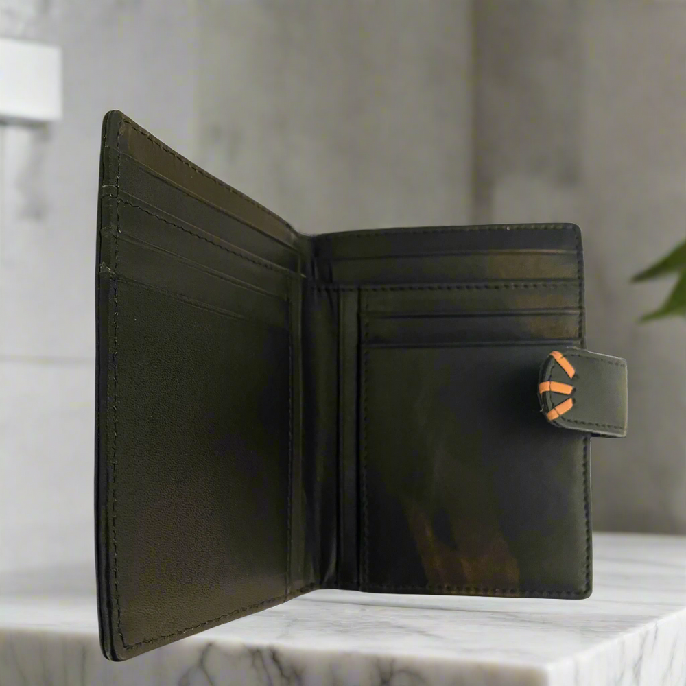 Ciccia Catsanova Leather Flap Purse – Brown Cat & Heart Design