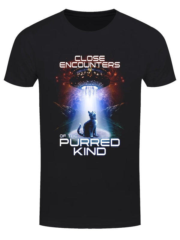 Close Encounters of the Purred Kind Black Heavyweight Unisex Crewneck T-shirt