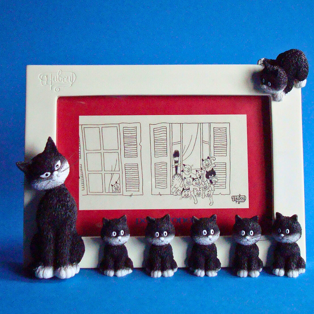 Dubout Cats - Cats in a Line Picture Frame (White Frame)
