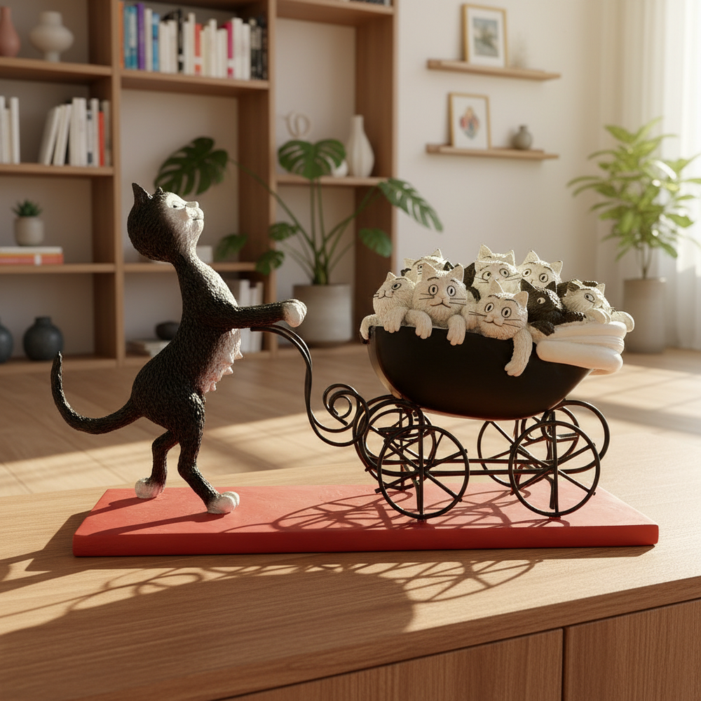 Dubout - The Pram Cat Figurine