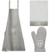 Duo of White Cats in a Heart Tea Towel and Matching Guantlet and Apron - Gift Set