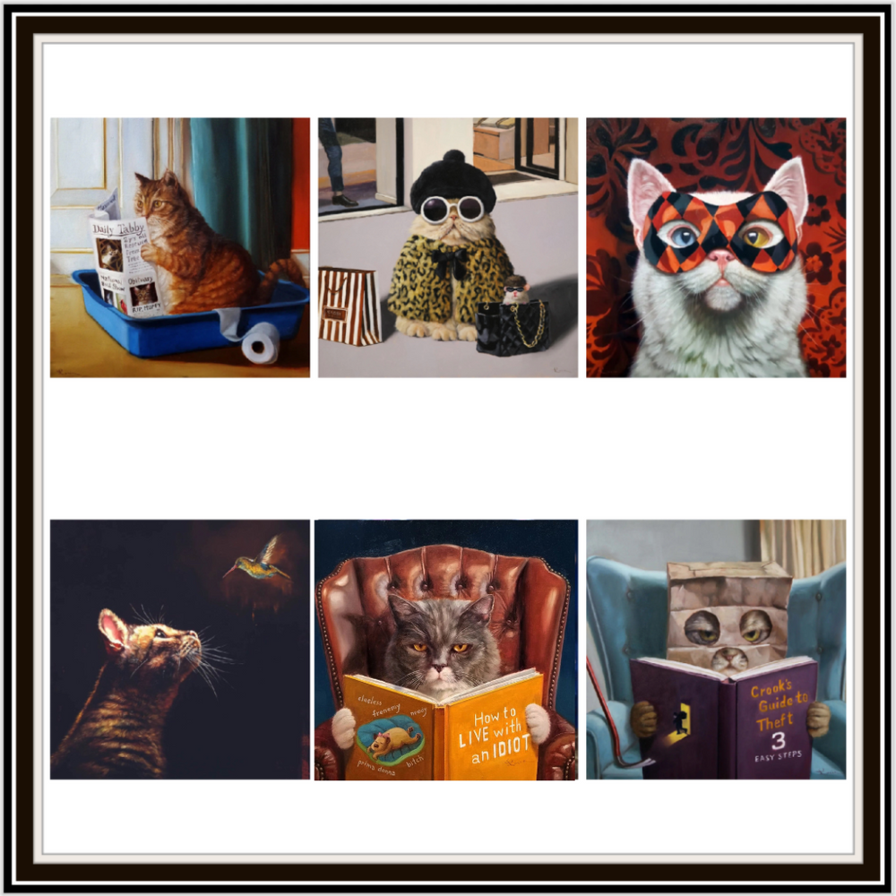Variety 6 Pack of Cat Cards by Lucia Heffernan Set