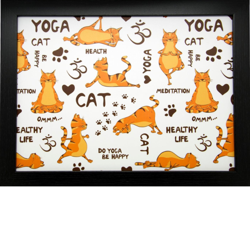 Yoga Cats Ginger Lap Tray (Black Frame) by Fabulous Felines