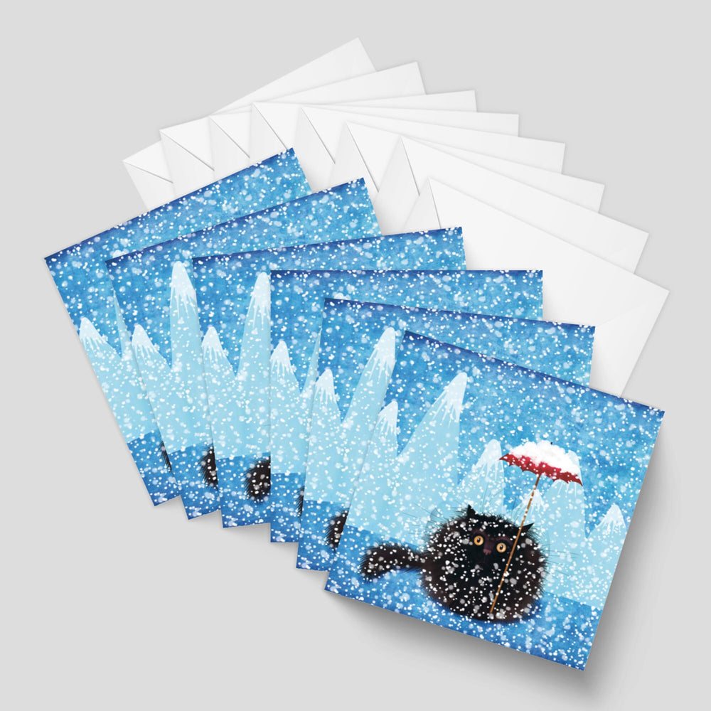 'Blizzard' Black Cat Christmas Card