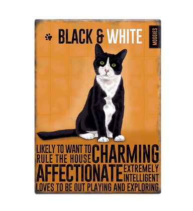 Black & White Cat Moggie Fridge Magnet