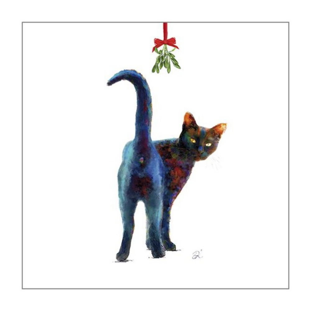 'Give Us a Kiss' Christmas Cat Greeting Card