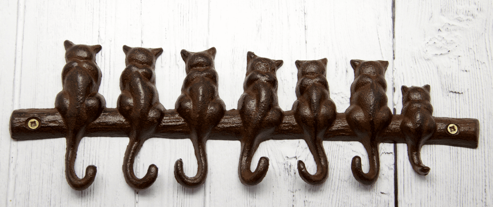 Cast Iron Keyhook 7 Cats Tails and matching Door Knocker Gift Set Home