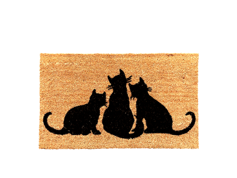 Trio of Black Cats Coir Large Door Mat