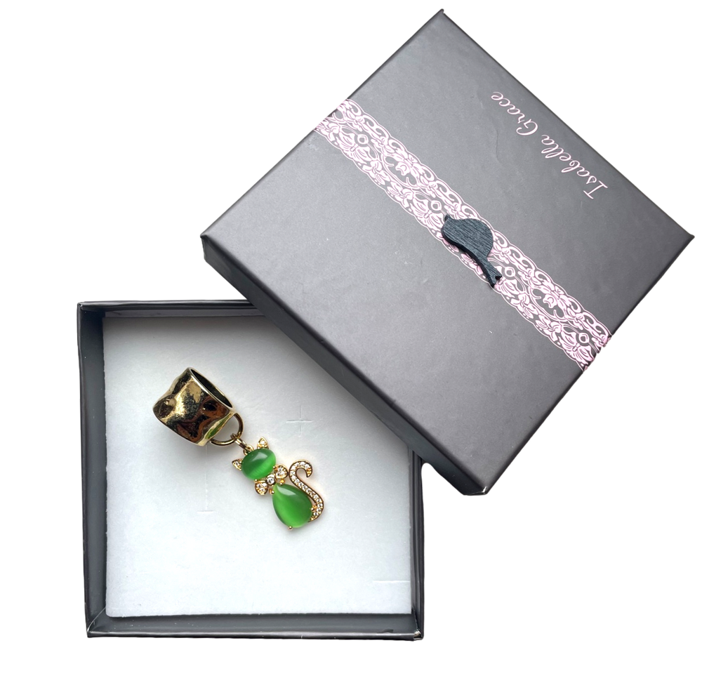 Diamante Green or Blue Cat Jewellery Scarf Accessory