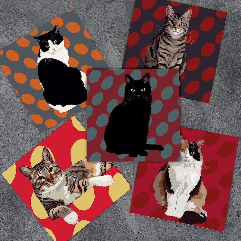 Leslie Gerry Cat Notecards, Stunning Cat Designs, Set of 10
