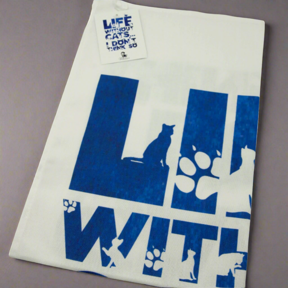Life Without Cats Cotton Tea Towel