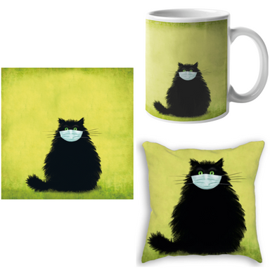 The Masketeer Collection Cat Mug Cushion and Card Mask Gift Set