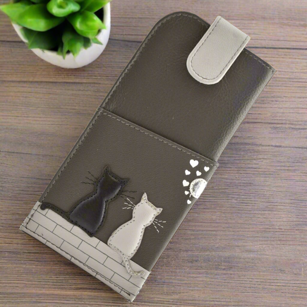 Mala Leather Midnight Cats Glasses Case Grey