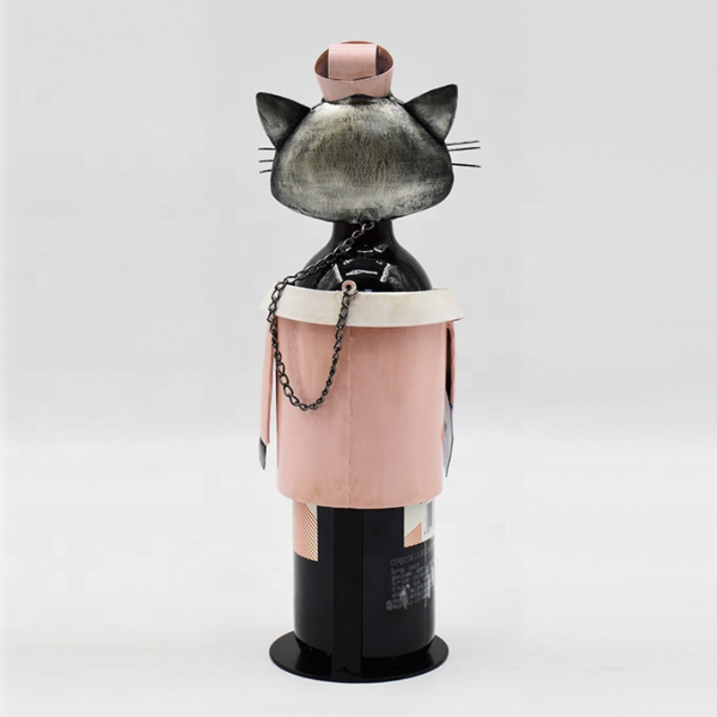 Set of 3 Metal Cat Wine Bottle Holders - Gift Set