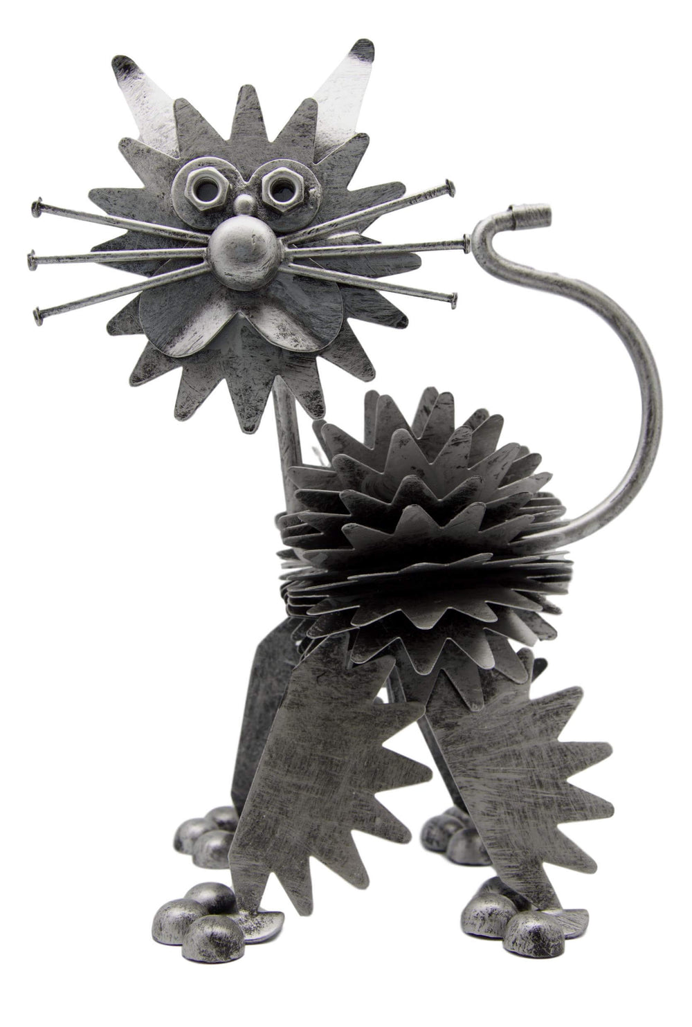 Nuts & Bolts Metal Cat Ornament and Matching Hooks - Gift Set