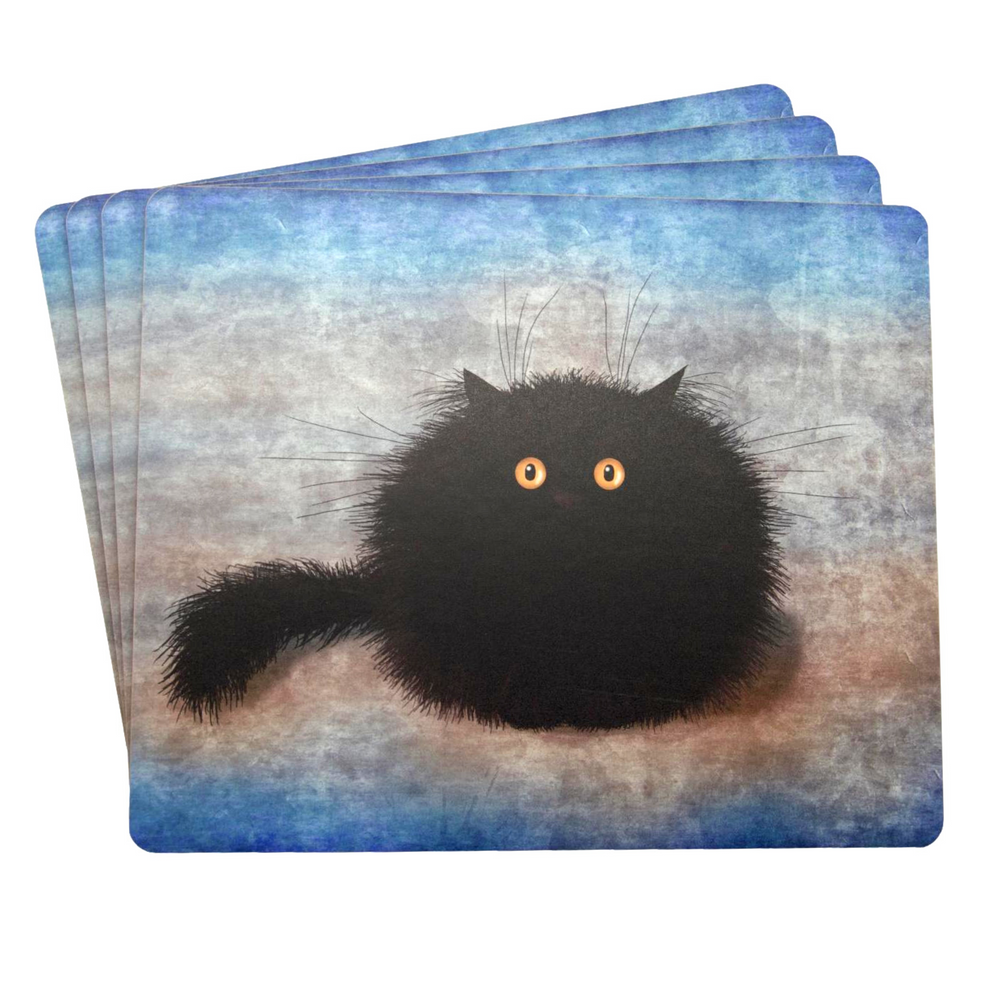 Oreo Black Cat Set of 4 Cat Placemats and 4 Coasters Gift Set