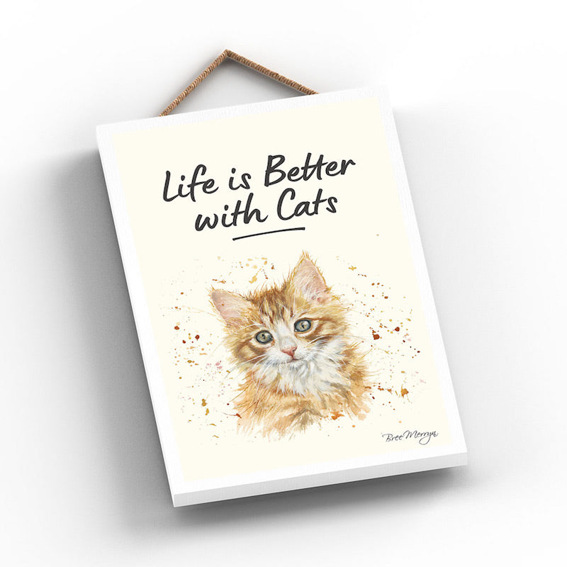 NUTMEG - Life is Better with Cats Hanging Sign